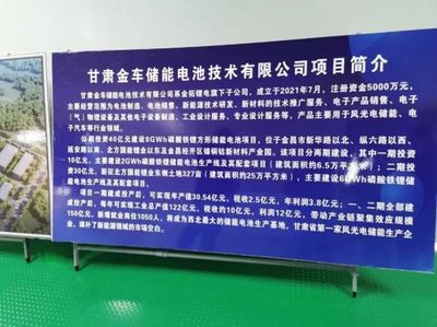 甘肅金車儲能公司加速推進8億瓦時磷酸鐵鋰儲能電池項目，賦能新材料技術推廣